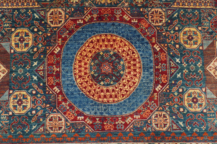 10x14 Teal Blue Mamluk Hand knotted Turkish Medallion Rug