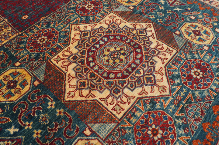 10x14 Teal Blue Mamluk Hand knotted Turkish Medallion Rug