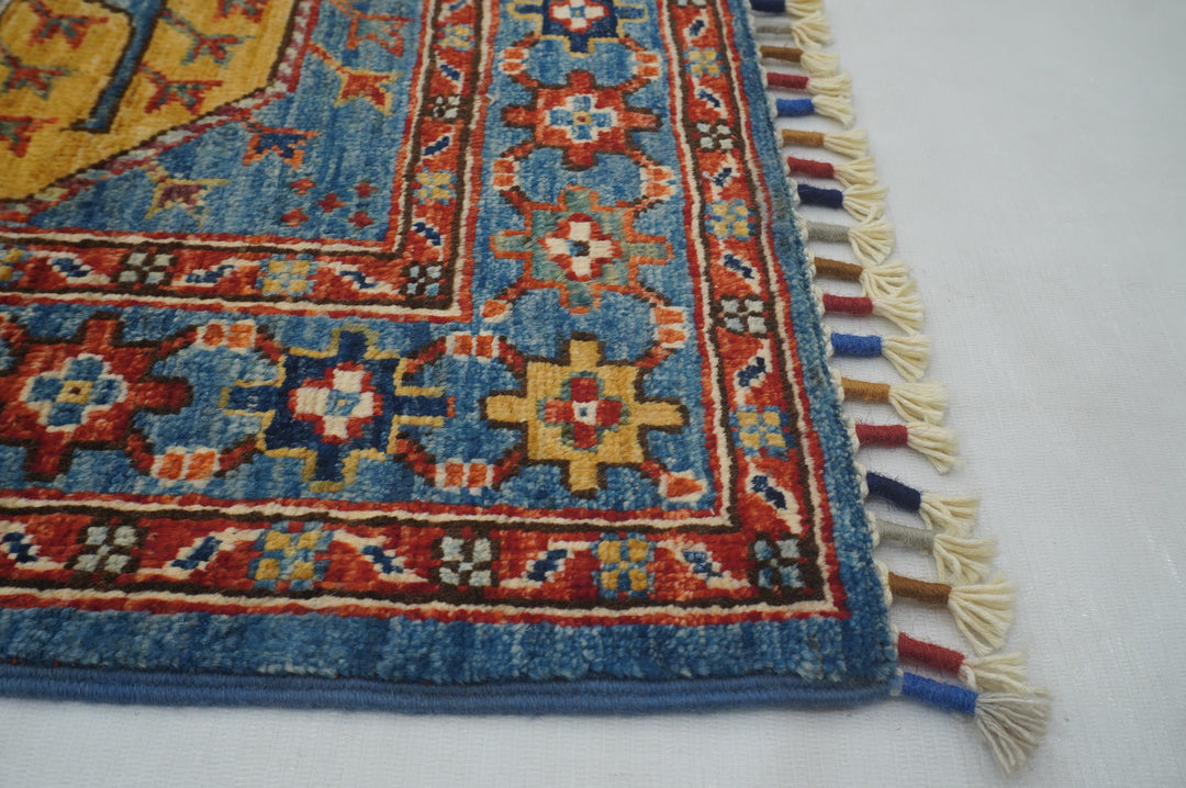 3x5 Blue Ersari Afghan Hand knotted Oriental Rug