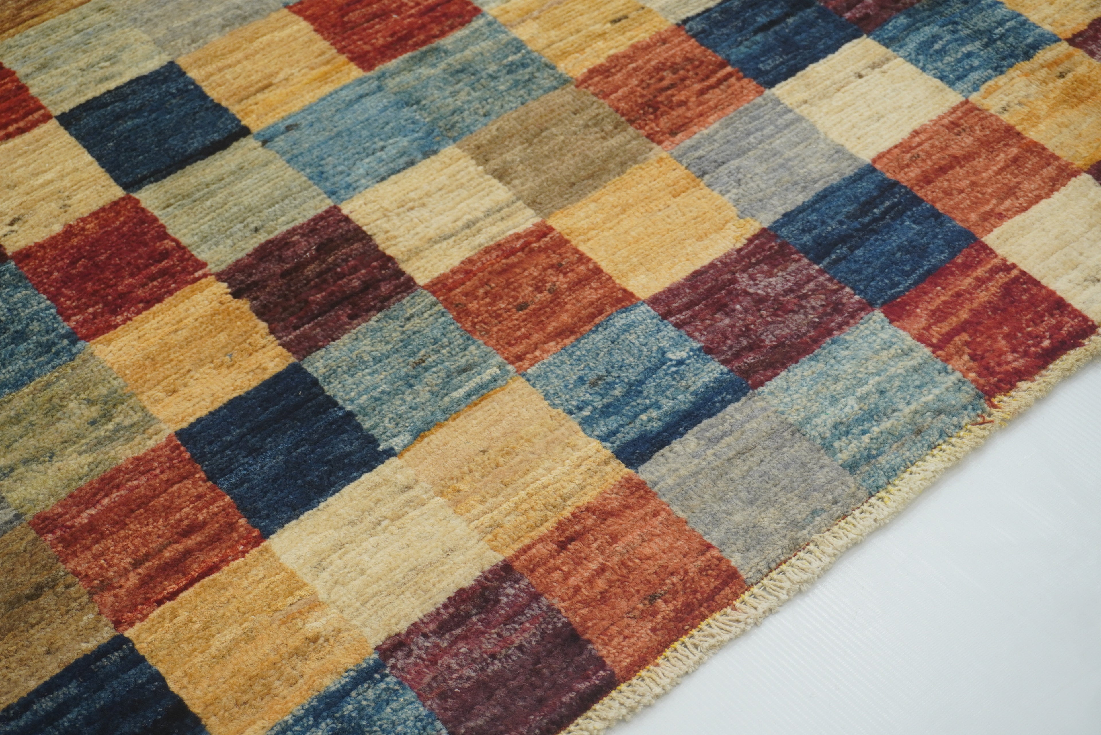6'4"x9'6" Checkered Gabbeh Hand-Knotted Afghan Rug - Yildiz Rugs