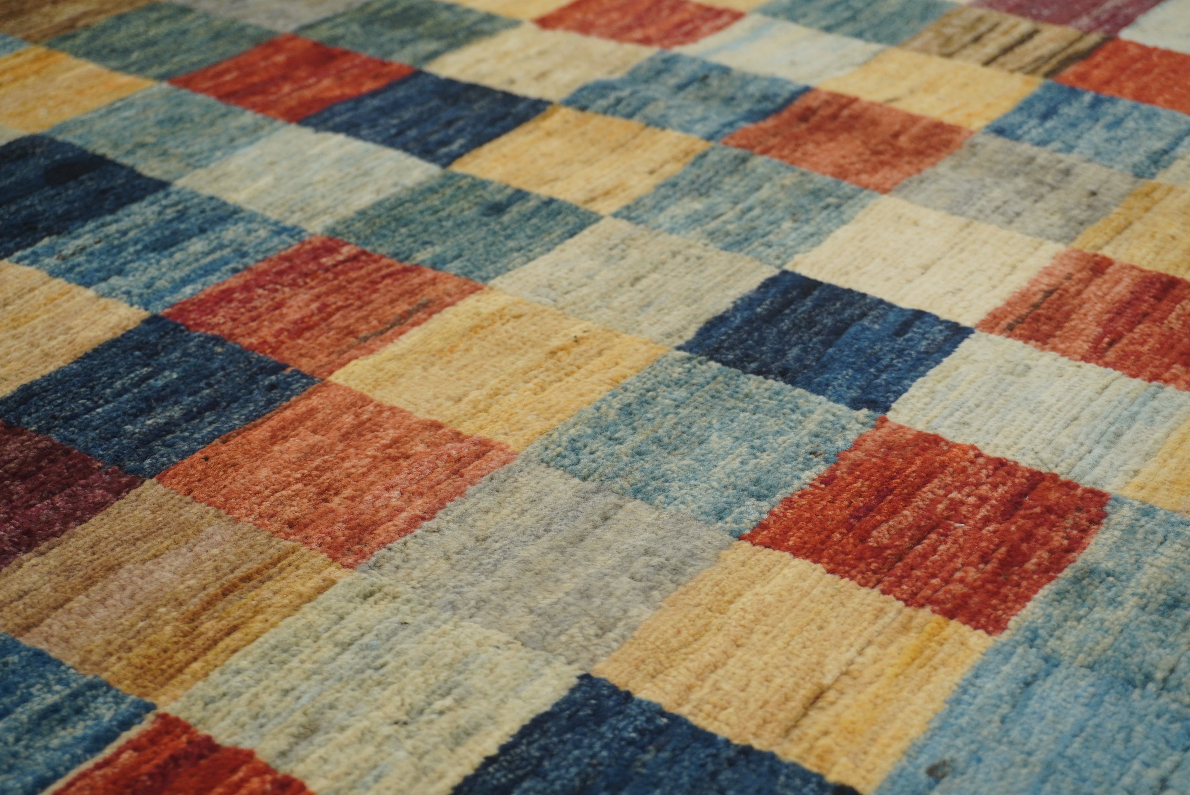 6'4"x9'6" Checkered Gabbeh Hand-Knotted Afghan Rug - Yildiz Rugs