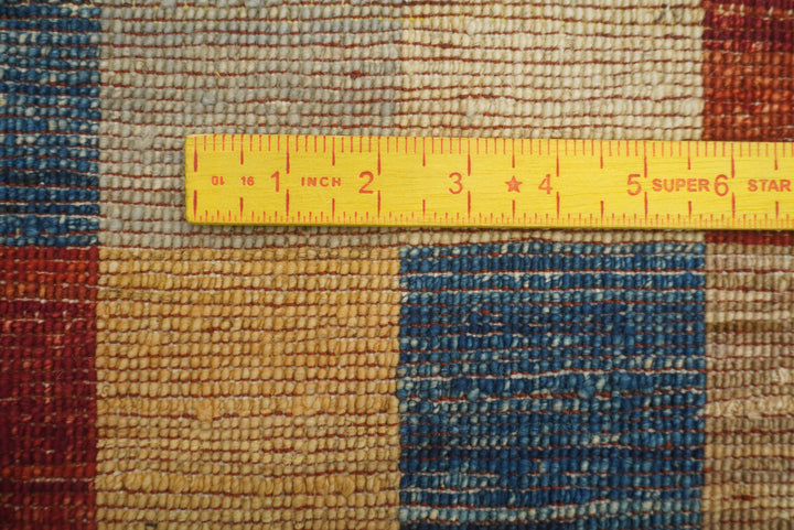 6'4"x9'6" Checkered Gabbeh Hand-Knotted Afghan Rug - Yildiz Rugs
