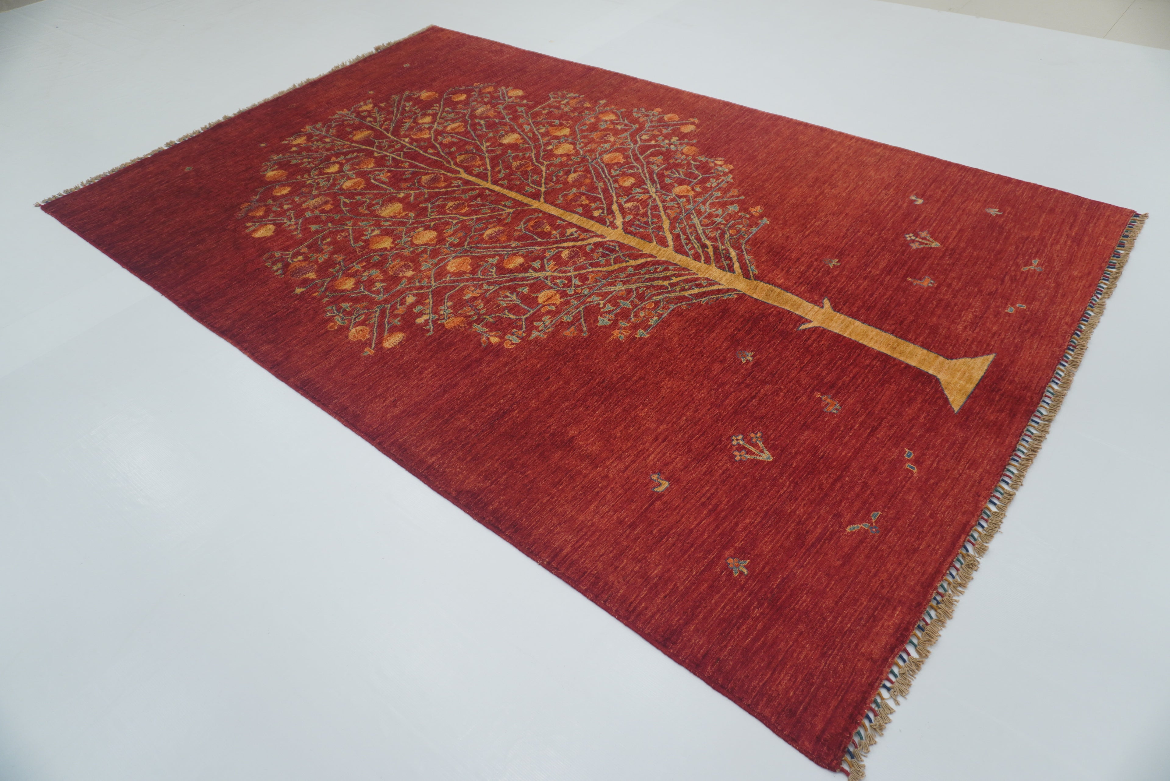 7x10 Red Gabbeh Afghan Hand Knotted Tree of life Rug - Yildiz Rugs