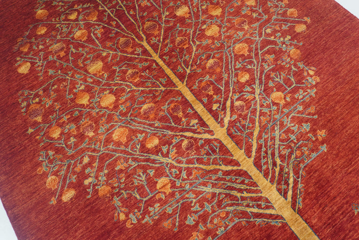 7x10 Red Gabbeh Afghan Hand Knotted Tree of life Rug - Yildiz Rugs
