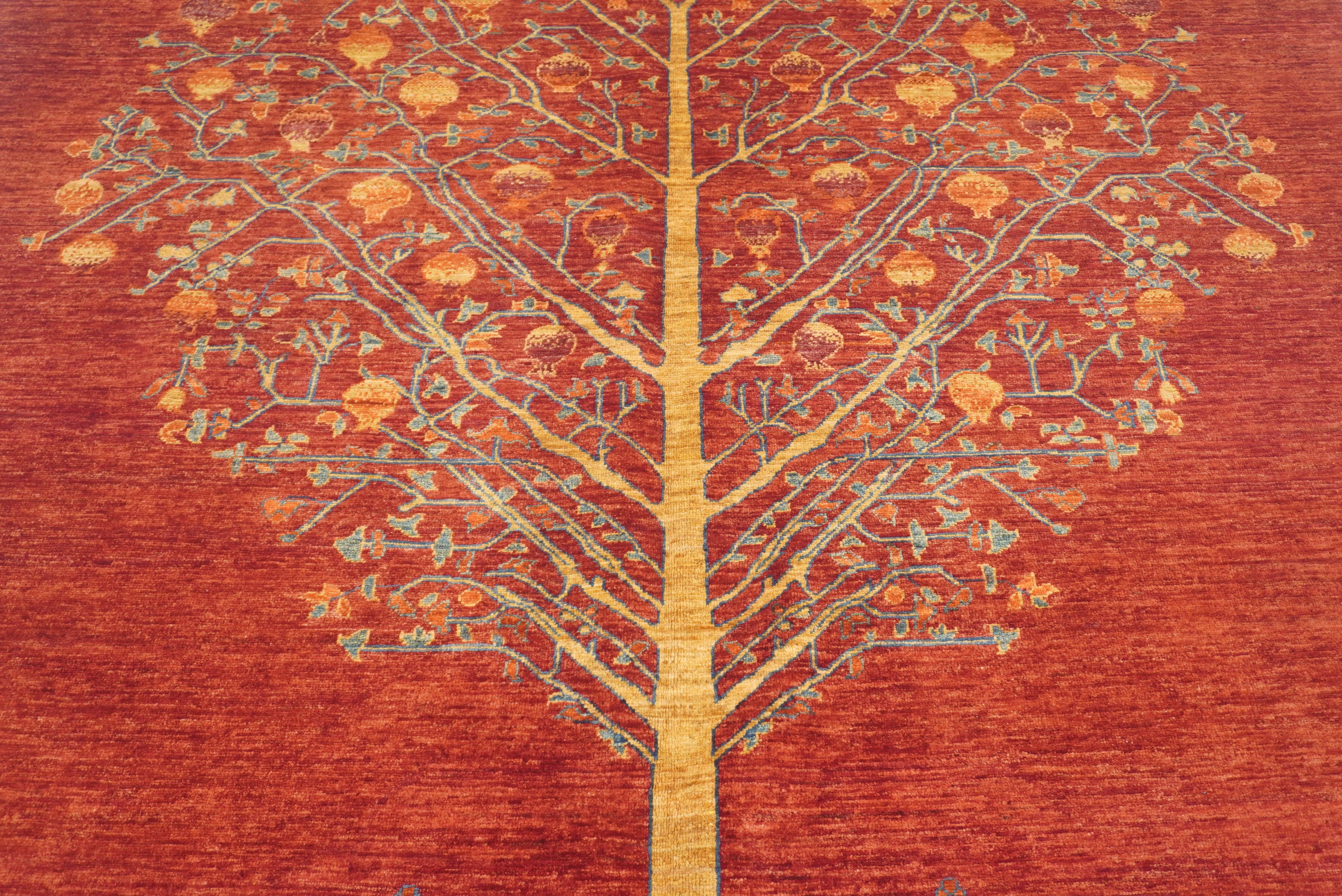 7x10 Red Gabbeh Afghan Hand Knotted Tree of life Rug - Yildiz Rugs