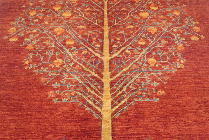 7x10 Red Gabbeh Afghan Hand Knotted Tree of life Rug - Yildiz Rugs