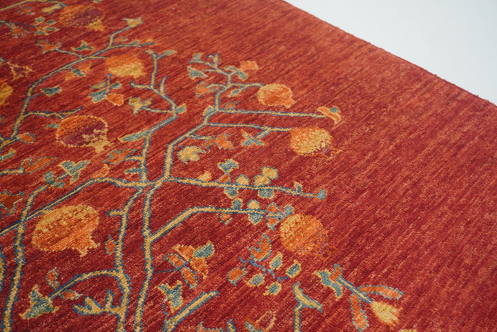 7x10 Red Gabbeh Afghan Hand Knotted Tree of life Rug - Yildiz Rugs