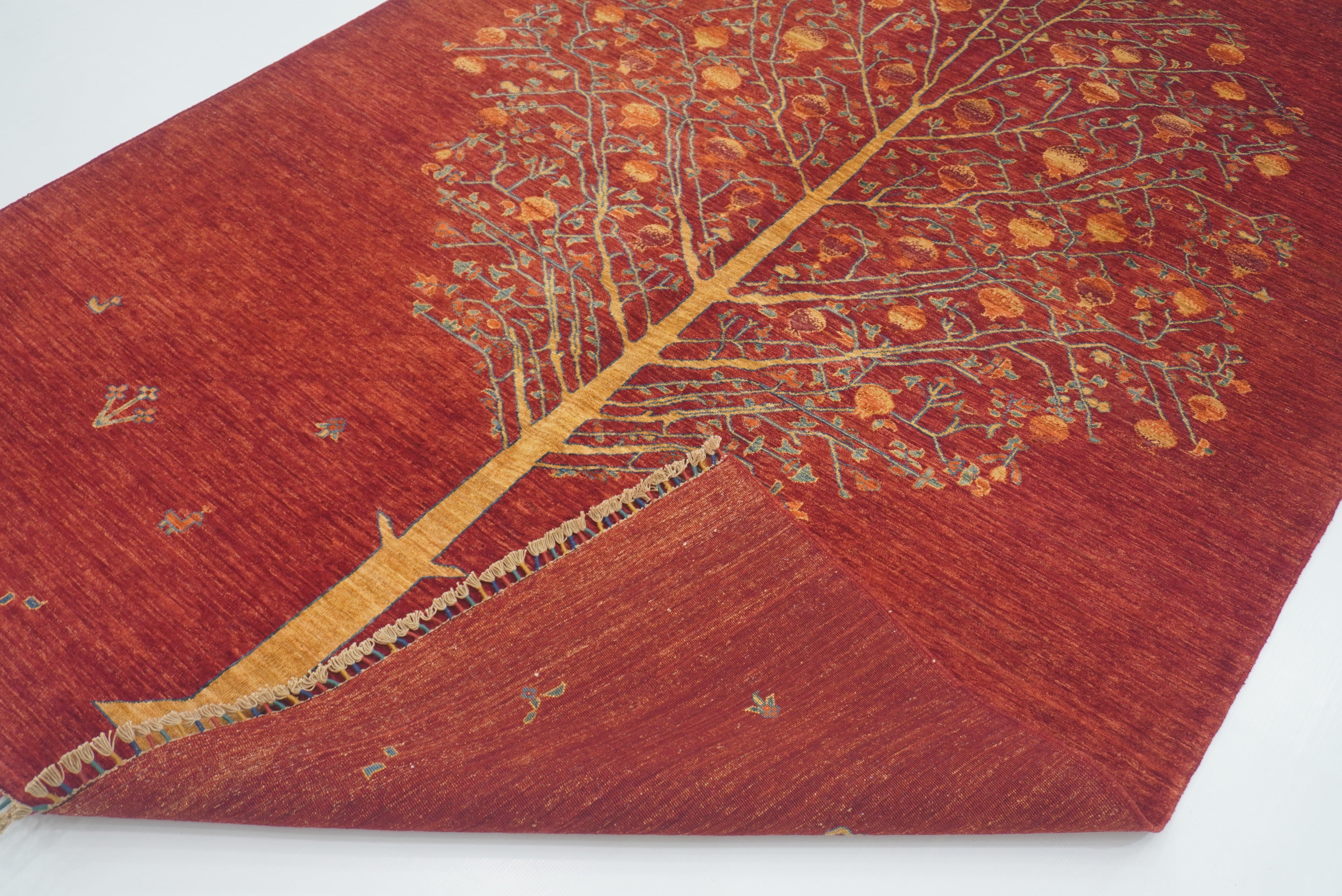 7x10 Red Gabbeh Afghan Hand Knotted Tree of life Rug - Yildiz Rugs