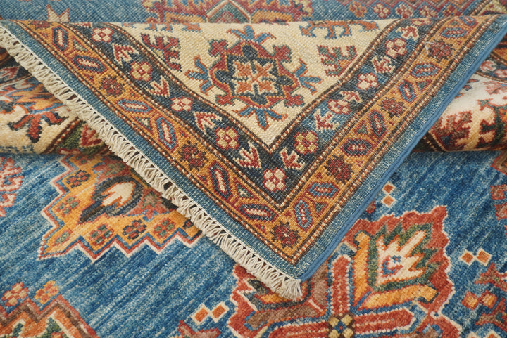 6x9 Blue Kazak Afghan Hand-Knotted Oriental Rug - Yildiz Rugs