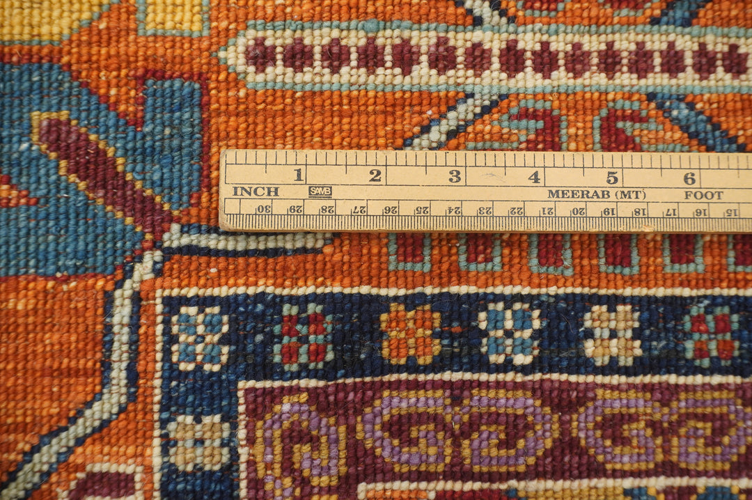 6x8 Orange Baluch Afghan Hand Knotted Rug