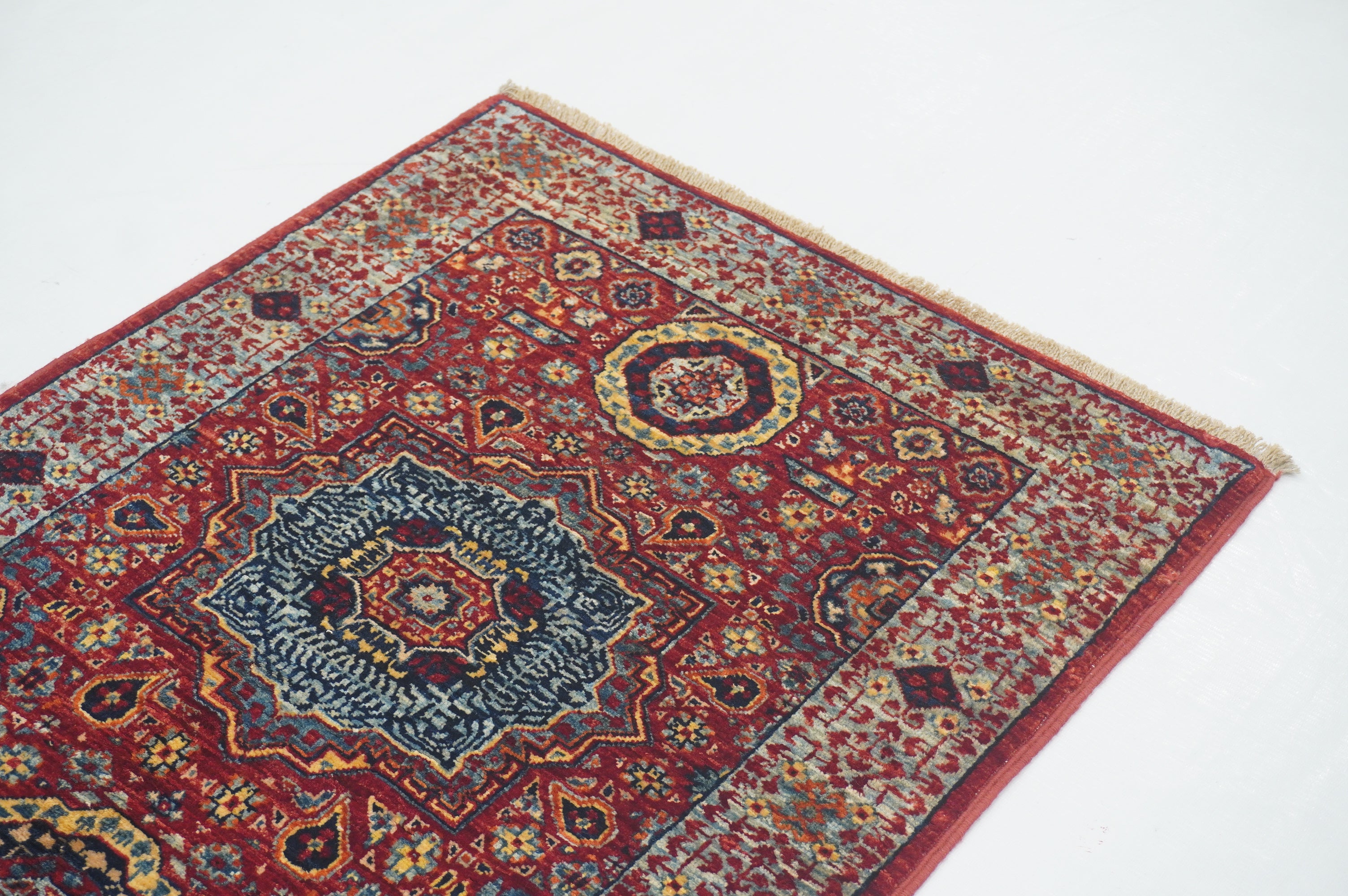 2x5 Red Mamluk Turkish Hand knotted Runner Rug - Yildiz Rugs