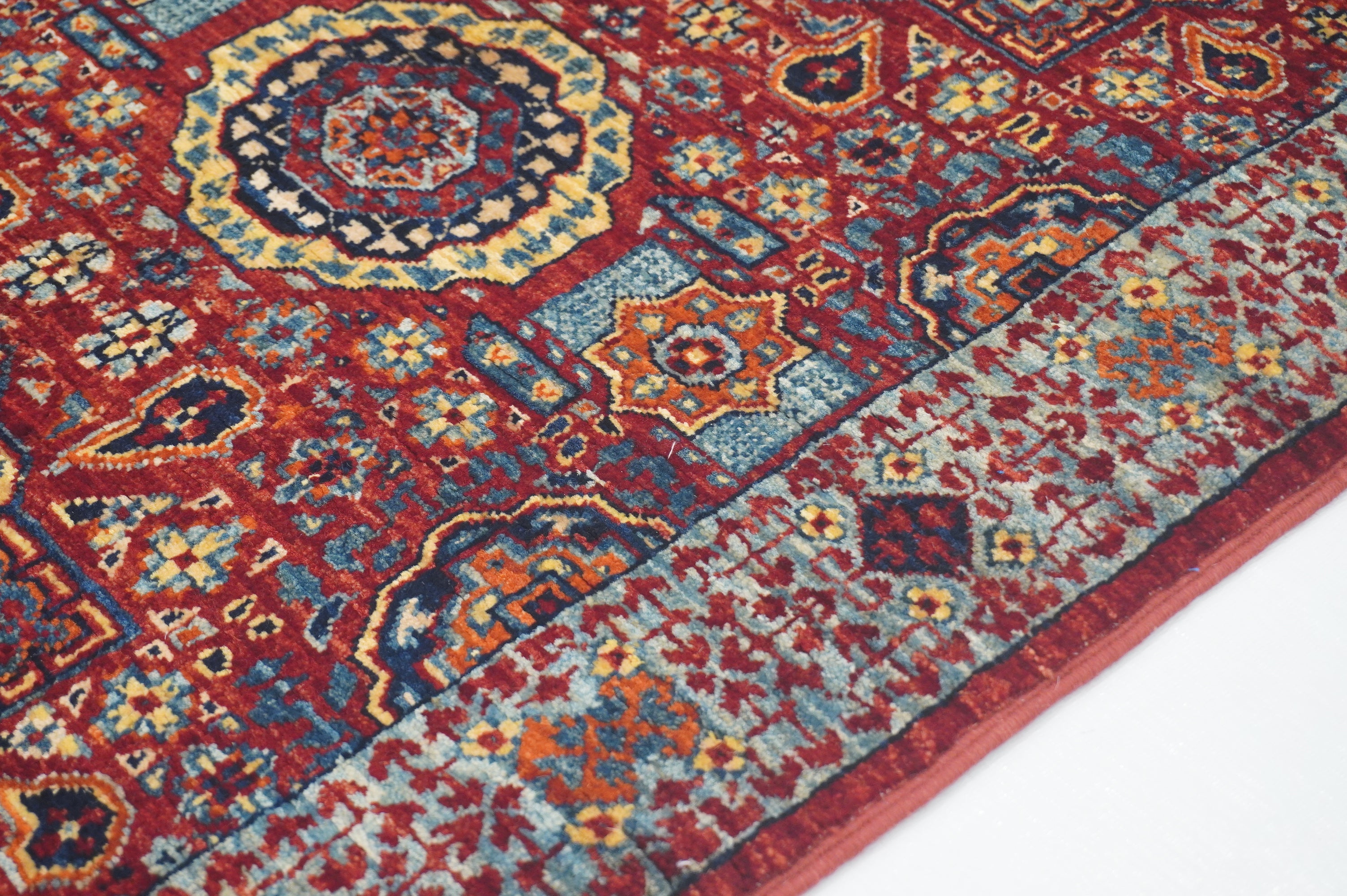 2x5 Red Mamluk Turkish Hand knotted Runner Rug - Yildiz Rugs