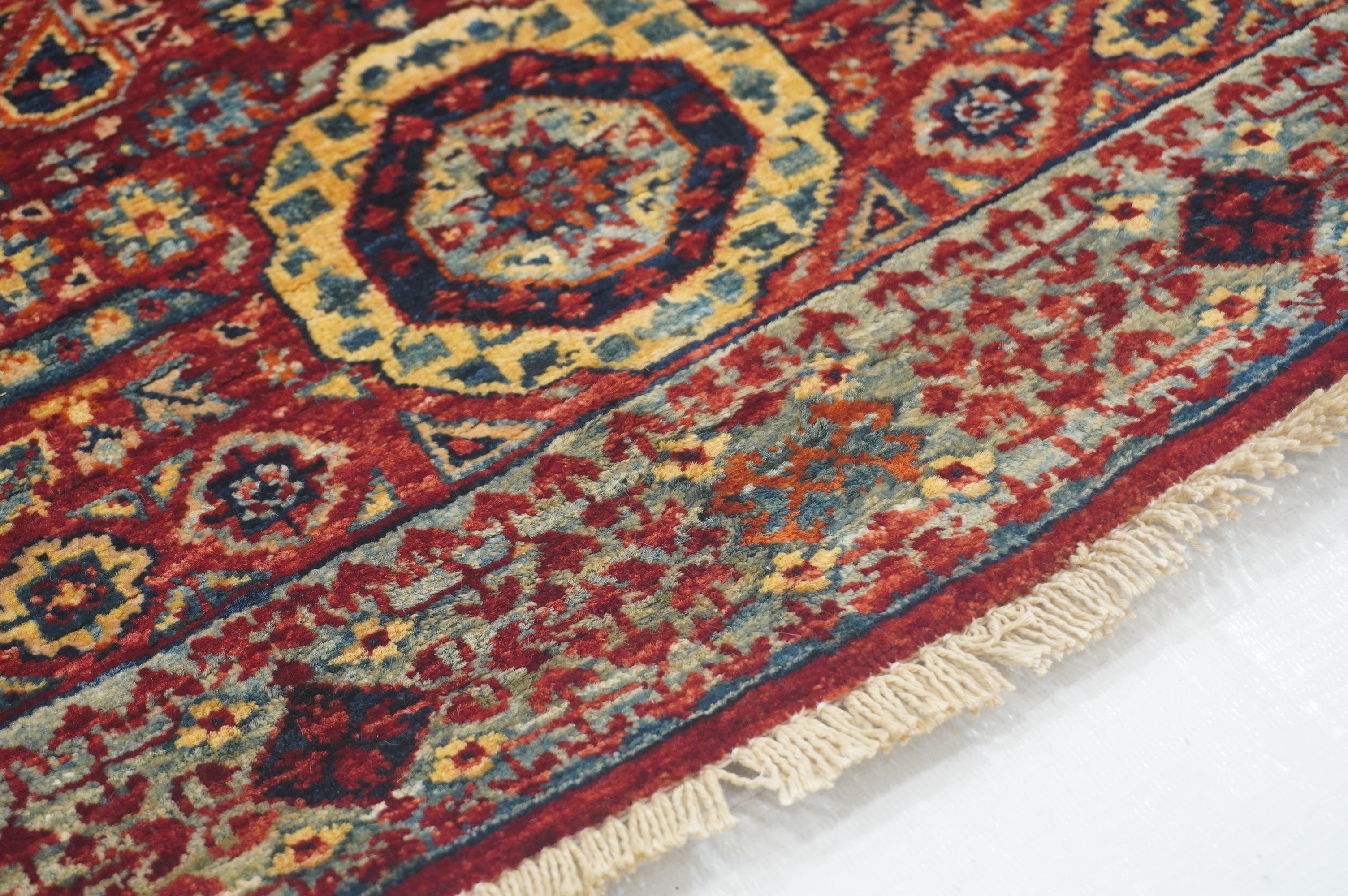 2x5 Red Mamluk Turkish Hand knotted Runner Rug - Yildiz Rugs