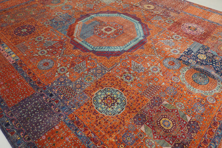 12x15 Rusty Red Mamluk Hand knotted Medallion Turkish Rug