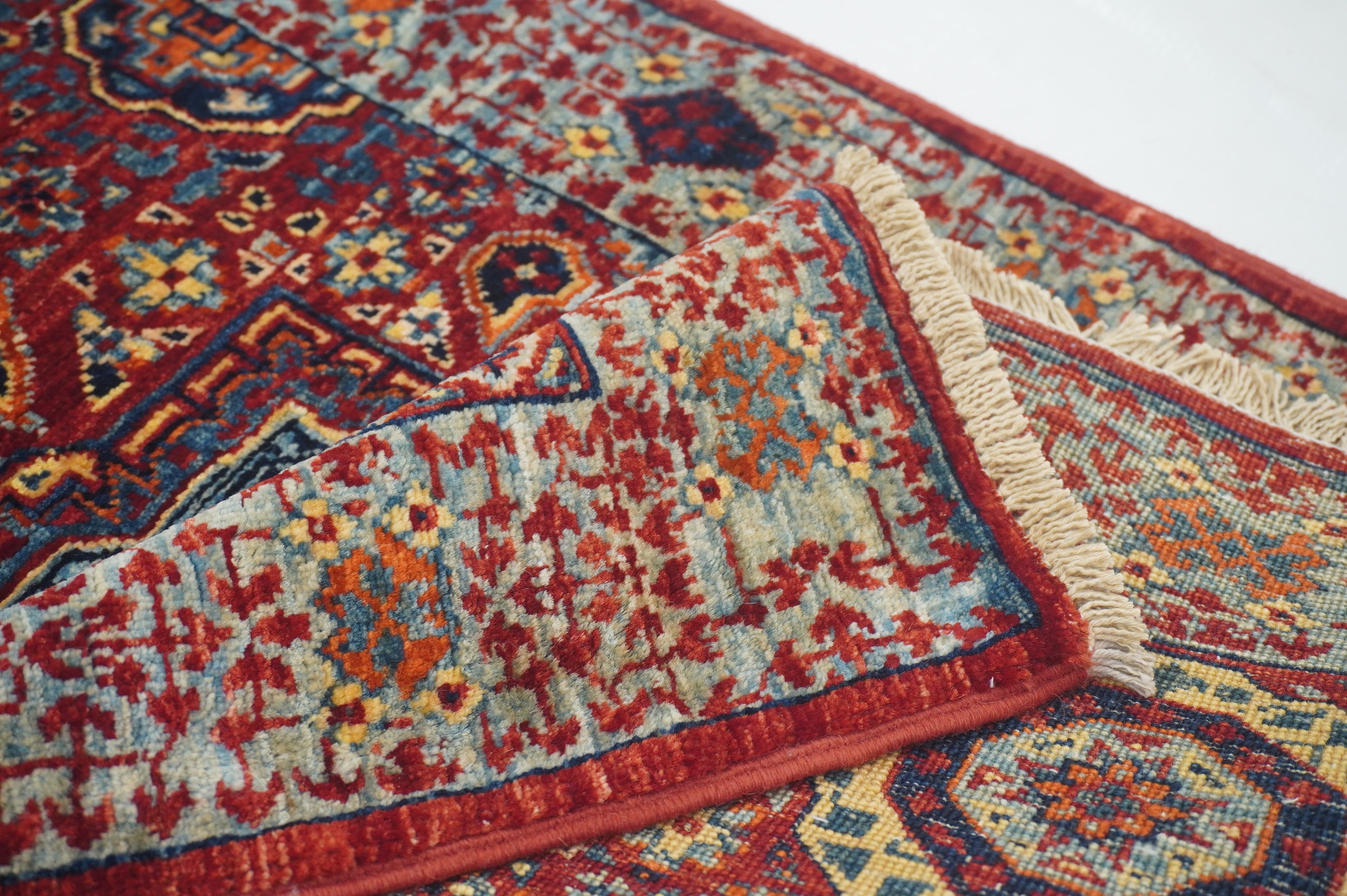 2x5 Red Mamluk Turkish Hand knotted Runner Rug - Yildiz Rugs