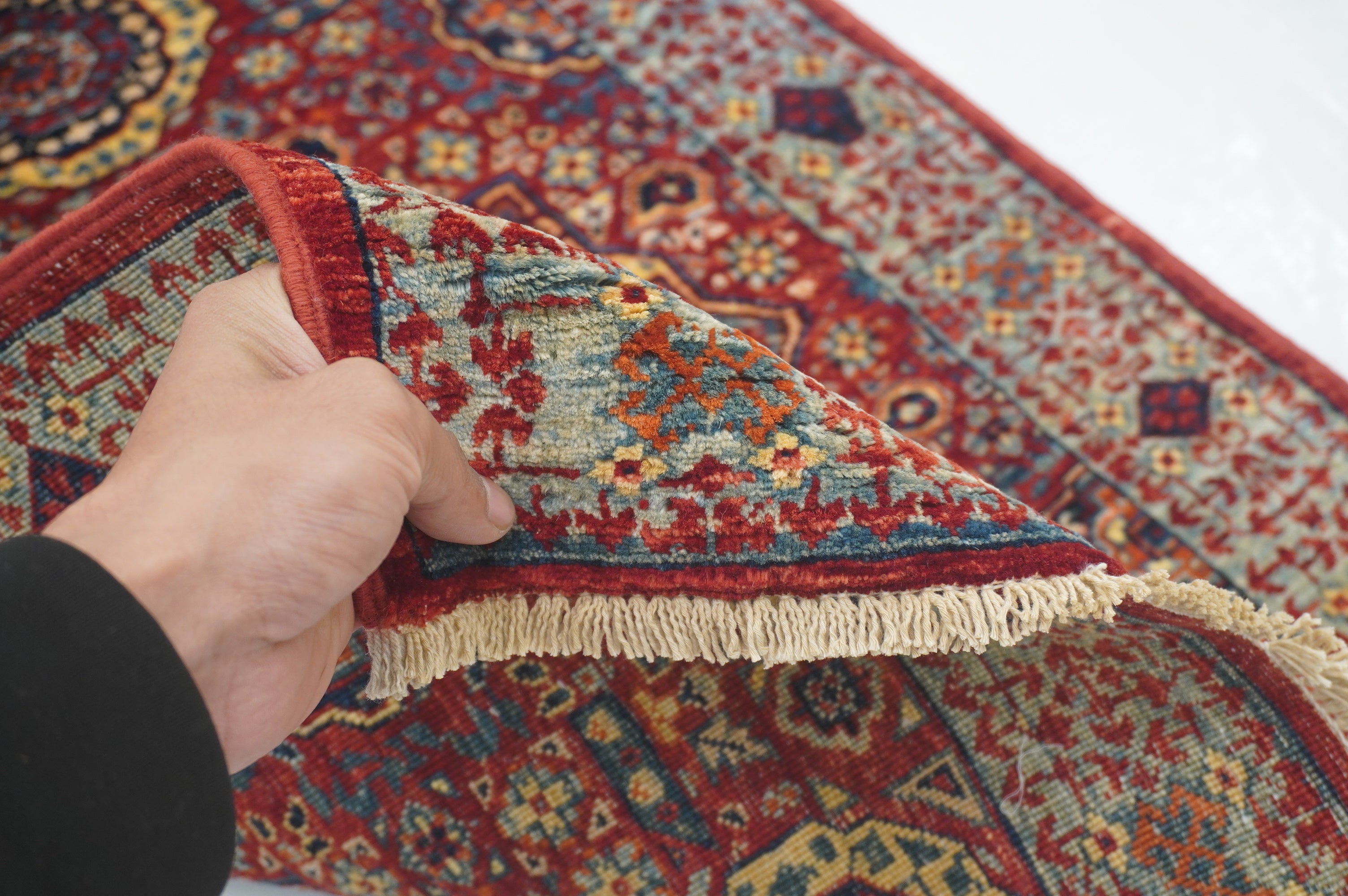 2x5 Red Mamluk Turkish Hand knotted Runner Rug - Yildiz Rugs