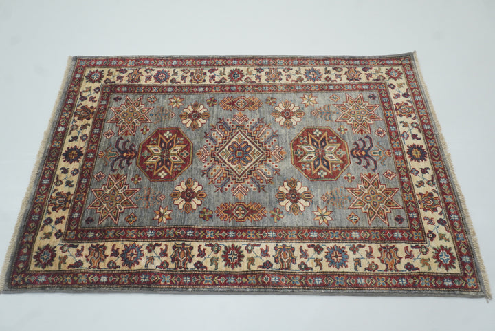 3x5 Gray Kazak Afghan Hand-knotted Rug - Yildiz Rugs