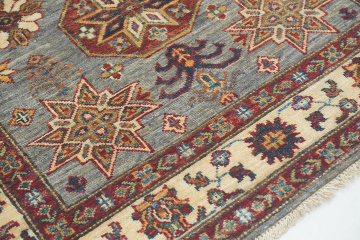 3x5 Gray Kazak Afghan Hand-knotted Rug - Yildiz Rugs