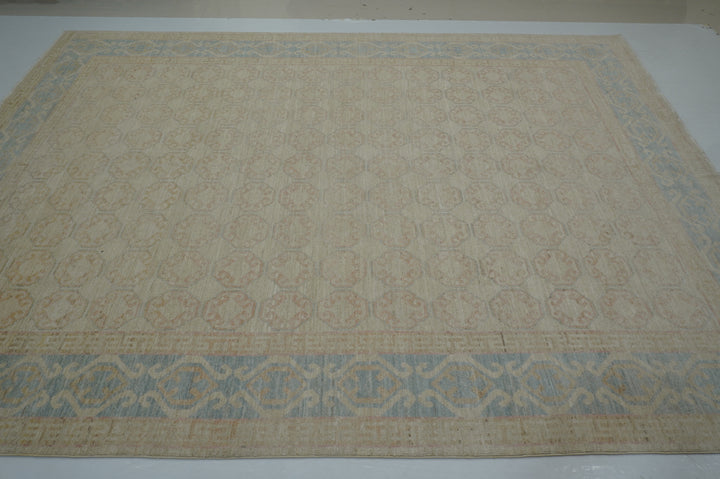 9x11 Muted Beige Khotan Vintage Afghan Hand knotted Oriental Rug - Yildiz Rugs