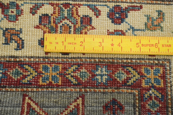 3x5 Gray Kazak Afghan Hand-knotted Rug - Yildiz Rugs