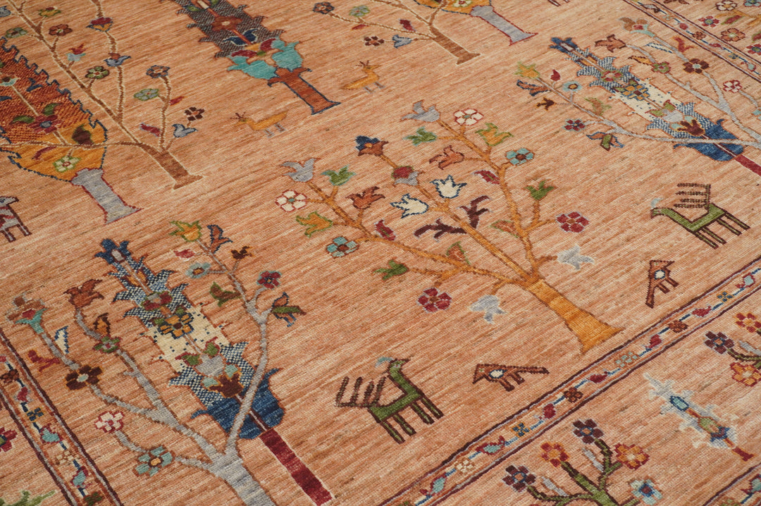 6x8 Brown Gabbeh Tree of Life Afghan Hand knotted Rug