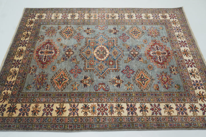 5x7 Gray Kazak Hand Knotted Afghan Rug - Yildiz Rugs