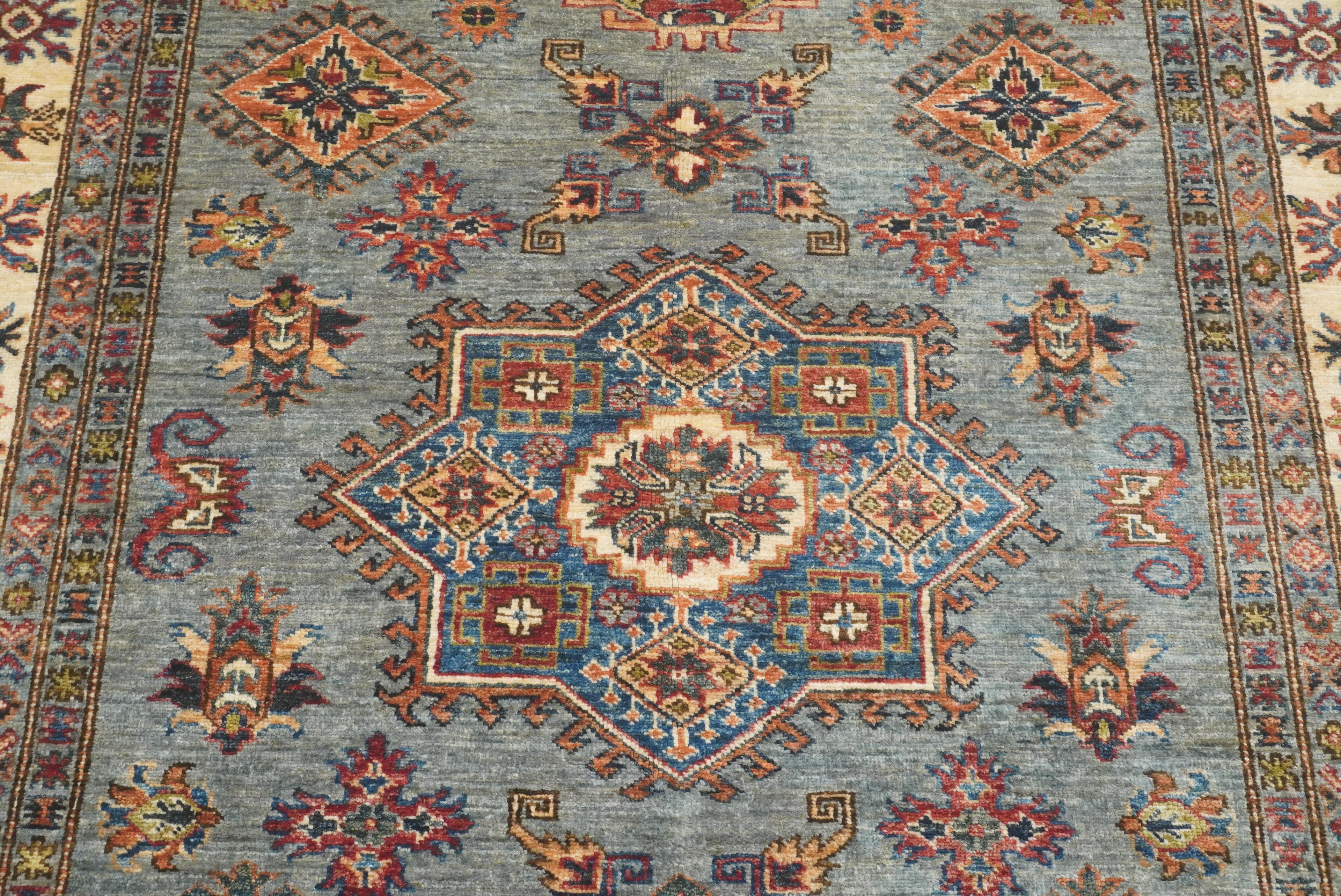 5x7 Gray Kazak Hand Knotted Afghan Rug - Yildiz Rugs