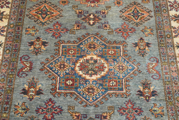 5x7 Gray Kazak Hand Knotted Afghan Rug - Yildiz Rugs