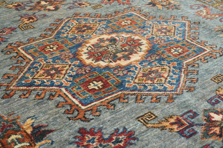5x7 Gray Kazak Hand Knotted Afghan Rug - Yildiz Rugs