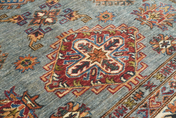 5x7 Gray Kazak Hand Knotted Afghan Rug - Yildiz Rugs