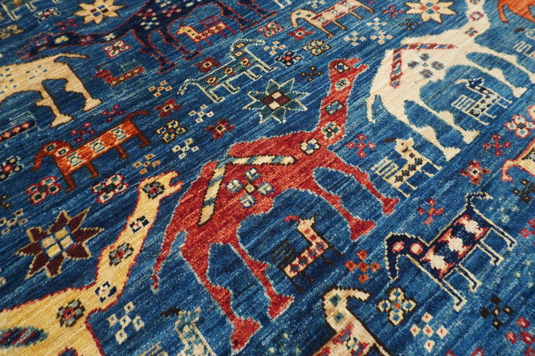 9x12 Blue Tribal Gabbeh Nomadic Afghan Animal Rug