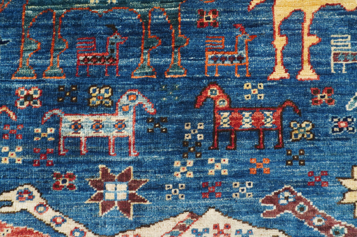 9x12 Blue Tribal Gabbeh Nomadic Afghan Animal Rug