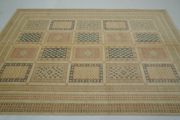 7x10 Bakhtiari Ivory Beige Afghan Hand Knotted Rug - Yildiz Rugs