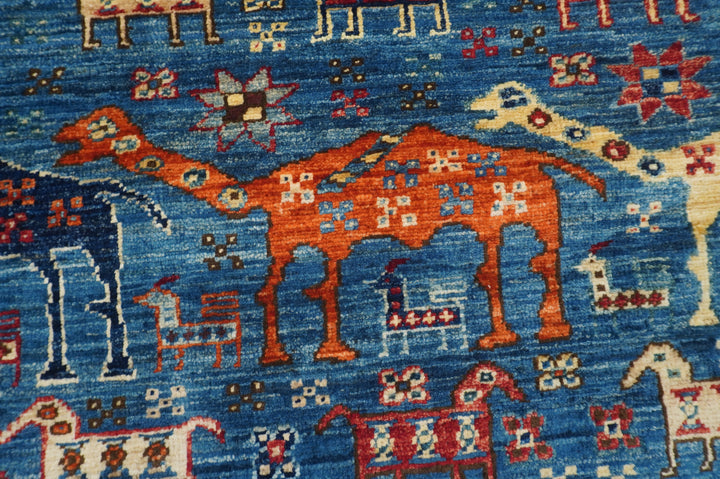 9x12 Blue Tribal Gabbeh Nomadic Afghan Animal Rug