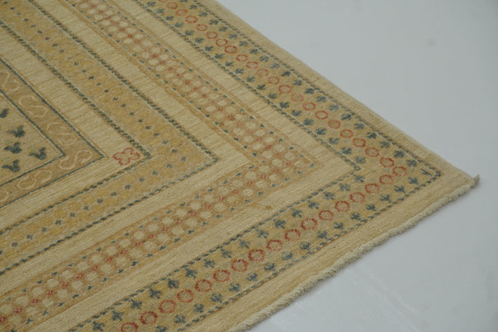 7x10 Bakhtiari Ivory Beige Afghan Hand Knotted Rug - Yildiz Rugs