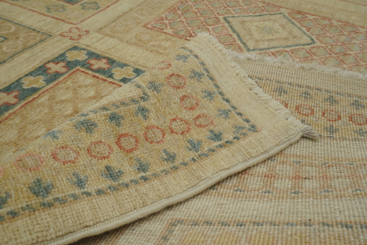 7x10 Bakhtiari Ivory Beige Afghan Hand Knotted Rug - Yildiz Rugs