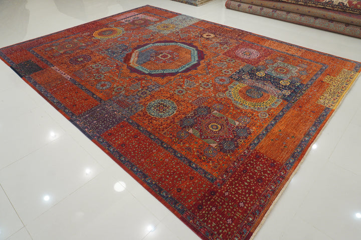 10x14 Rusty Orange Mamluk Turkish Modern Medallion Rug