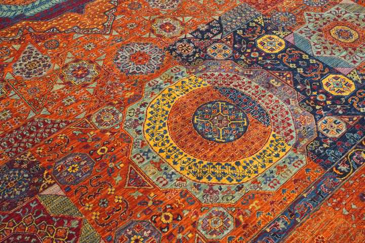 10x14 Rusty Orange Mamluk Turkish Modern Medallion Rug