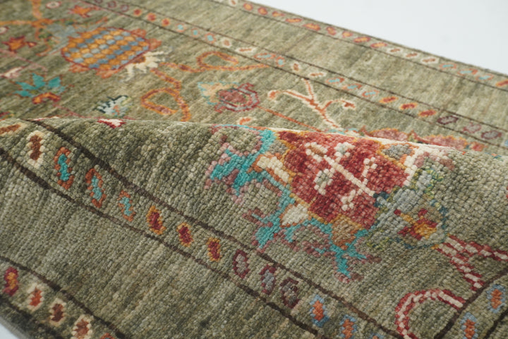 2x3 Green Afghan Waziri Floral Hand Knotted Rug - Yildiz Rugs