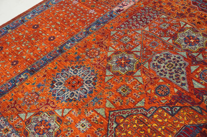 10x14 Rusty Orange Mamluk Turkish Modern Medallion Rug