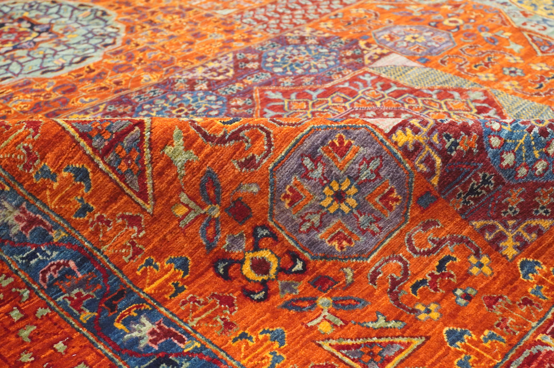 10x14 Rusty Orange Mamluk Turkish Modern Medallion Rug