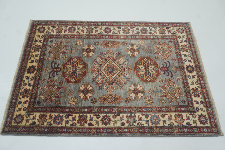 3x5 Gray Kazak Afghan Hand-knotted Rug - Yildiz Rugs