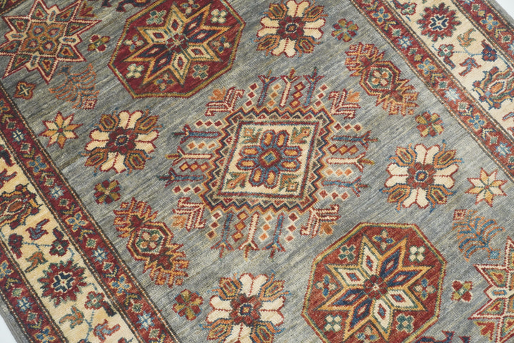 3x5 Gray Kazak Afghan Hand-knotted Rug - Yildiz Rugs