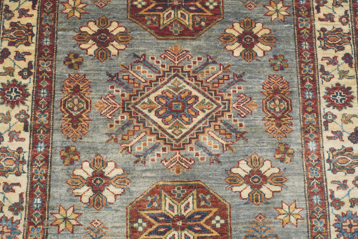 3x5 Gray Kazak Afghan Hand-knotted Rug - Yildiz Rugs
