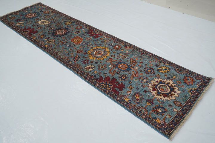 10 ft Blue Bidjar Afghan Hand knotted Traditional Oriental Runner Rug - Yildiz Rugs