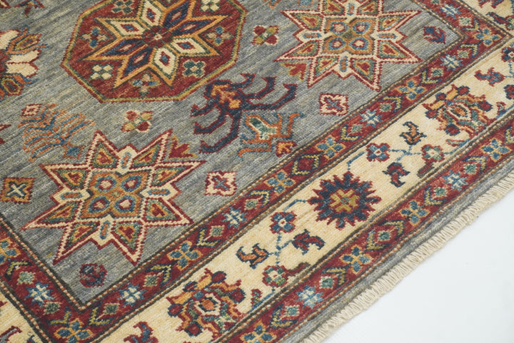 3x5 Gray Kazak Afghan Hand-knotted Rug - Yildiz Rugs