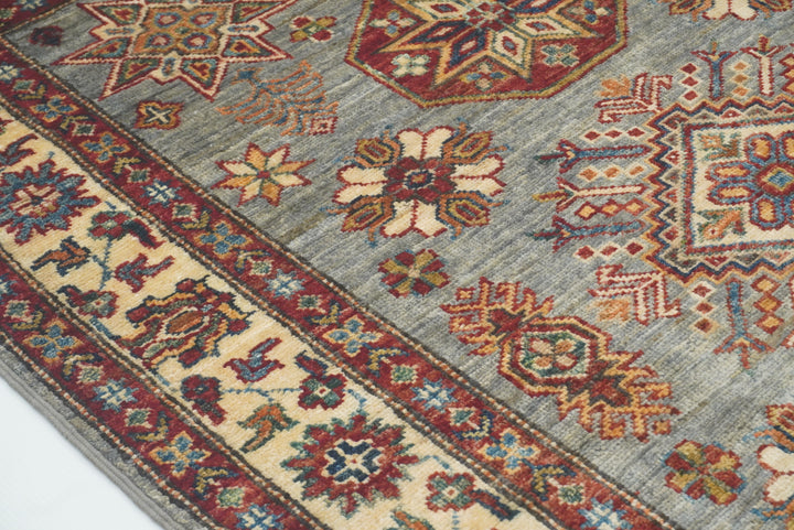 3x5 Gray Kazak Afghan Hand-knotted Rug - Yildiz Rugs