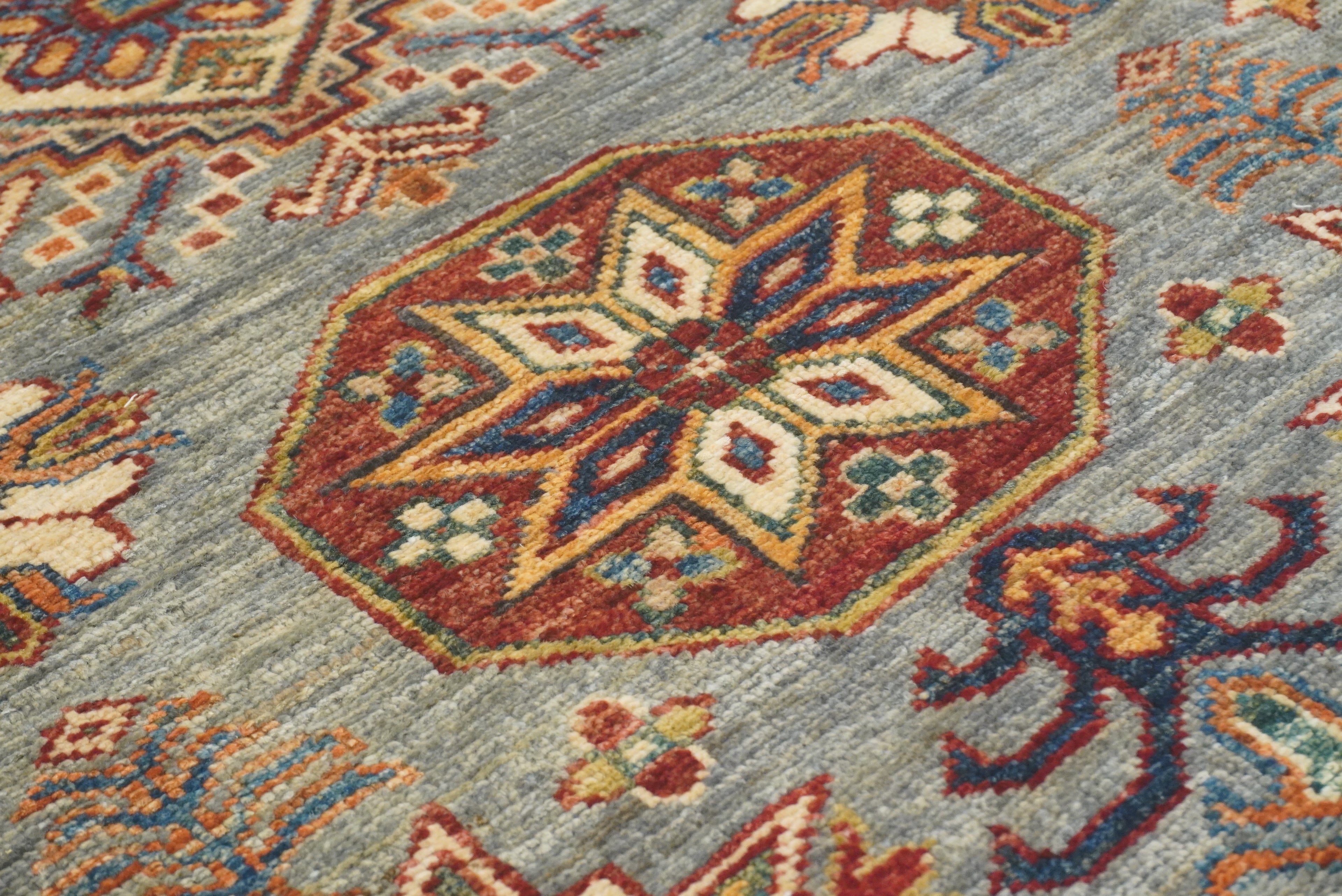 3x5 Gray Kazak Afghan Hand-knotted Rug - Yildiz Rugs