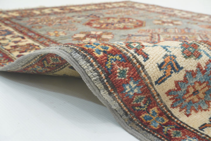 3x5 Gray Kazak Afghan Hand-knotted Rug - Yildiz Rugs