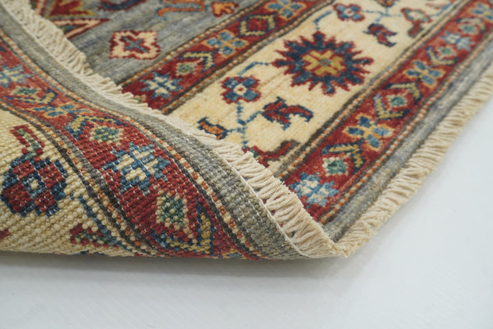 3x5 Gray Kazak Afghan Hand-knotted Rug - Yildiz Rugs